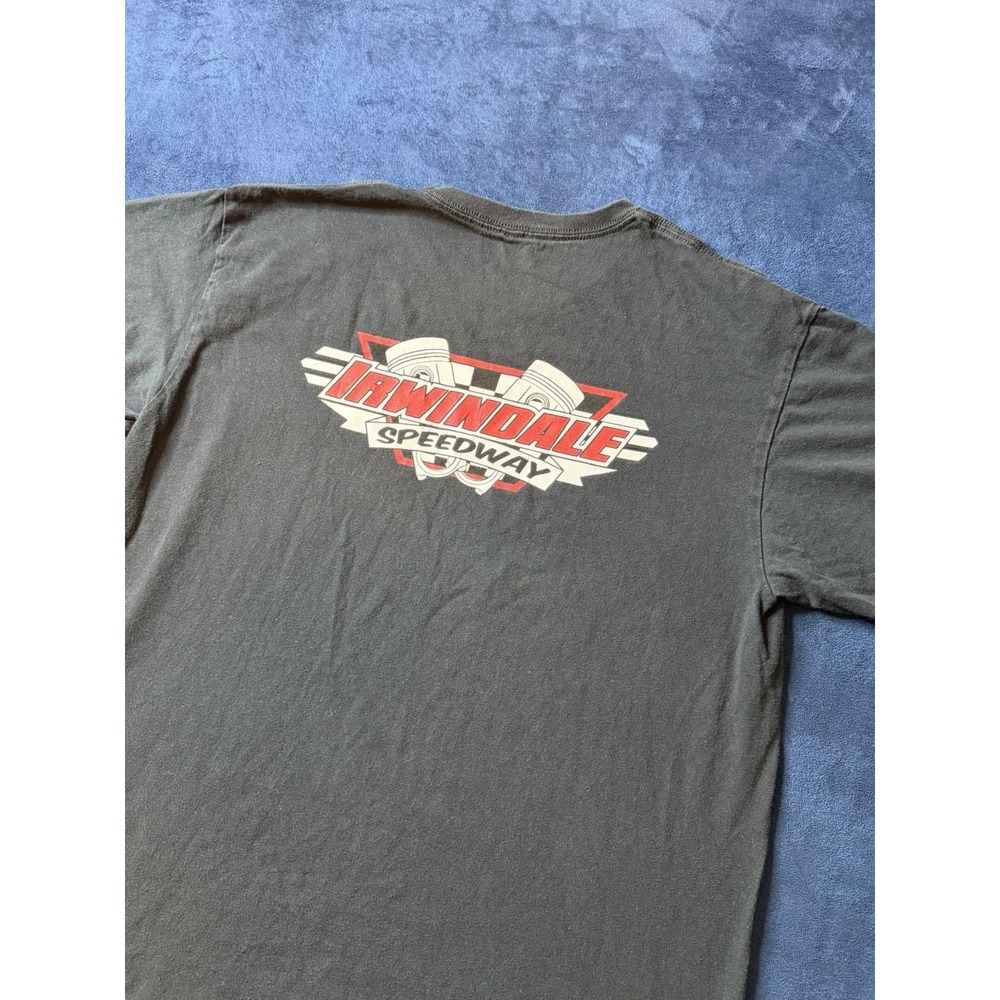 Vtg Irwindale Speedway T Shirt Adult Sz M Black Gildan Racing Graphic Tee